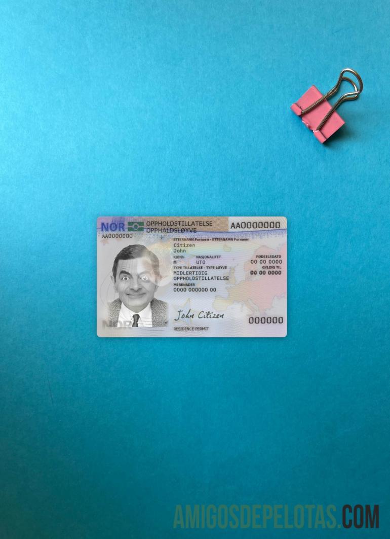 Cartão de residência na Noruega Photolook Front modelo